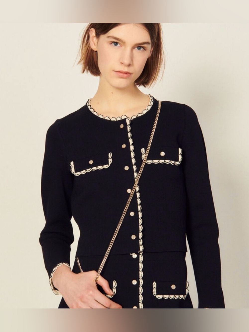 Like new Sandro Donovan Cropped Cardigan Navy Size 2/M